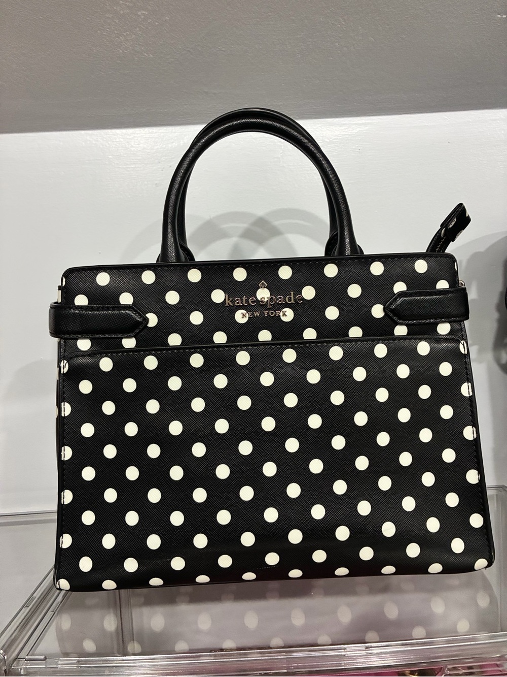 Kate Spade Staci Dot Dot Black and White Polka Dot Medium Satchel